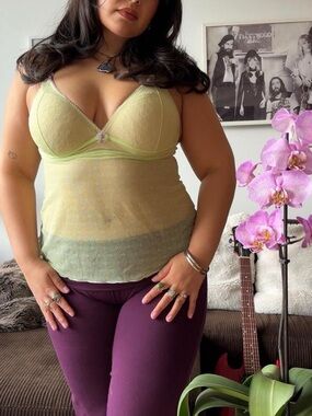 Cosmopolitan Y2K Green & Lavender Mesh Cami Woman’s M/L